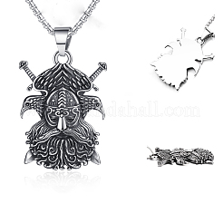 Мужские ожерелья с подвеской в виде викинга-пирата из нержавеющей стали 304 с двумя воронами&nbsp;FS-WG00F6C-01