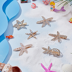 6 шт. 6 стиля заколки для волос из кожи аллигатора со стразами в виде морской звезды&nbsp;PHAR-PH0001-18