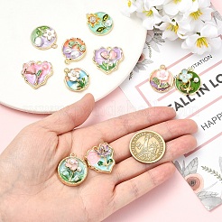 10 шт. 10 стиля подвески из сплава с покрытием из стразов и эмали&nbsp;ENAM-YW0008-30