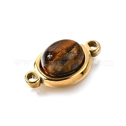 Подвески-коннекторы из нержавеющей стали 304 с натуральным тигровым глазом&nbsp;STAS-F318-17G