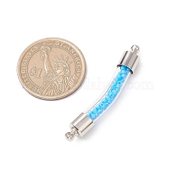 2 шт. 2-цветные прозрачные стеклянные изогнутые трубчатые соединители-подвески&nbsp;PALLOY-JF03777