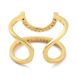 Открытые манжеты из латуни с микро-паве и кубическим цирконием для женщин&nbsp;RJEW-Z059-03G