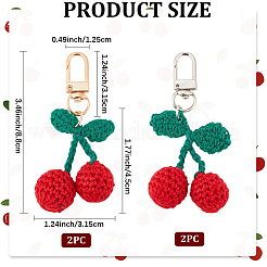 4 шт. 2 цвета вишневой шерсти вязаные подвески украшения HJEW-CP0001-19