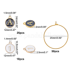 3 набор из 2 стильных эмалевых плоских подвесок с буквами алфавита и цифрами&nbsp;ENAM-FH0001-14