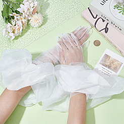 1 пара длинных кружевных перчаток из полиэстера для свадебного торжества невесты&nbsp;AJEW-ME0001-79B