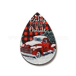 Большие подвески из дерева с односторонним принтом WOOD-H102-03K