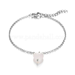 Простые браслеты с подвесками в виде сердца из натурального розового кварца GL4728-1