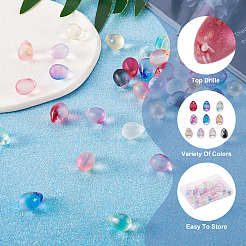 80 шт. 10 цвета двухцветные прозрачные окрашенные распылением стеклянные подвески&nbsp;GLAA-TA0001-15