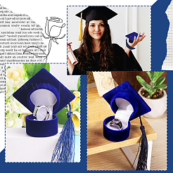 4 шт. бархатные коробки для хранения колец в форме докторской шляпы&nbsp;CON-SC0001-18B