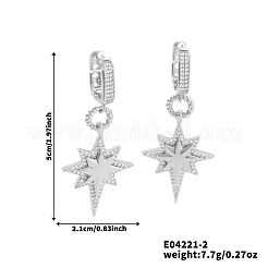 Серьги-кольца из латуни с прозрачным кубическим цирконием в форме звезды&nbsp;XZ2296-2