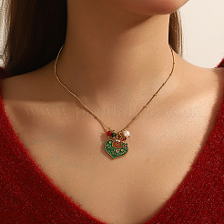 Рождественские подвески-ожерелья из нержавеющей стали 304 с эмалью&nbsp;FS-WG85DFF-07