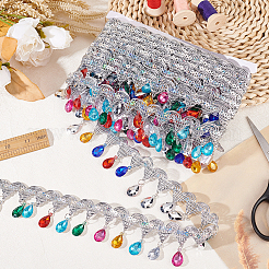 Кружевная лента из полиэстера с кисточками&nbsp;OCOR-WH0079-75C