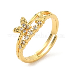 Латунные микро проложить пальцев кольца кубического циркония&nbsp;RJEW-H258-13G