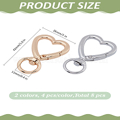 8 шт. 2-цветные поворотные застежки из сплава в форме сердца&nbsp;FIND-LP0004-44