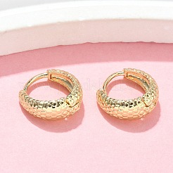 Текстурированные латунные серьги-кольца&nbsp;EJEW-Z102-08G