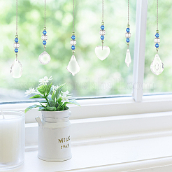 6 шт. 6 стильных прозрачных стеклянных подвесных украшений&nbsp;HJEW-GA0001-43