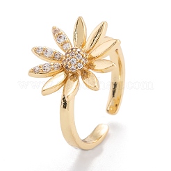 Латунные кольца из манжеты с прозрачным цирконием&nbsp;RJEW-I077-30G