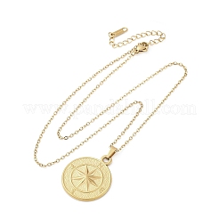 Ожерелья с подвесками из нержавеющей стали 304 в виде компаса&nbsp;NJEW-M096-19G