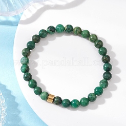 Браслеты из натурального западноафриканского нефрита круглой огранки и бусин из нержавеющей стали 304 для мужчин и женщин&nbsp;BJEW-JB12920