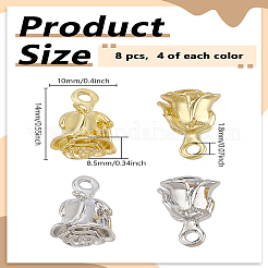 8 шт. 2-цветная подвеска-роза из сплава с покрытием на стойке&nbsp;FIND-LP0005-55