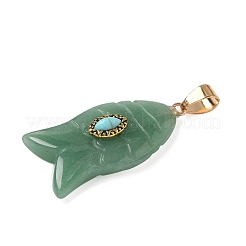 Резные подвески из натурального зеленого авантюрина и синтетической бирюзы&nbsp;G-Z084-01G-04