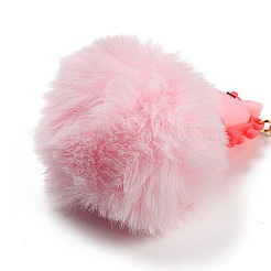 Милый брелок из ПВХ и имитации меха кролика рекса в виде единорога&nbsp;KEYC-C005-03A