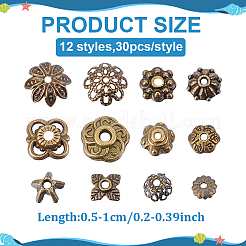 360 шт. набор из 12 стилей колпачков из сплава и железа&nbsp;FIND-ME0001-39