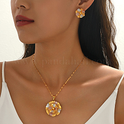 Комплекты из винтажных латунных серег-гвоздиков и ожерелий с подвесками в виде цветов для женщин&nbsp;GX0919