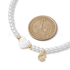 Ожерелья с подвесками из латуни микро-паве класса AAA с кубическим цирконием и буквами NJEW-JN04771-07