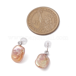 Натуральные жемчужные ушные шпильки EJEW-P286-27P