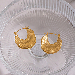 Винтажные серьги-кольца в форме луны из фактурной нержавеющей стали 304.&nbsp;UW4126