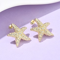 Серьги-гвоздики из циркония&nbsp;EJEW-Q017-05A-G