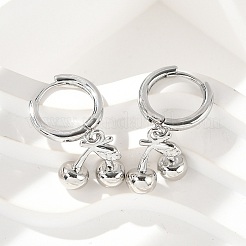 Латунные серьги-кольца с вишней&nbsp;EJEW-M077-19P-02