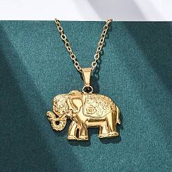 Ожерелья с подвеской в виде слона из нержавеющей стали 304&nbsp;NJEW-H059-06G