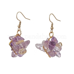 Серьги-подвески из натуральных смешанных камней и стеклянных бусин&nbsp;EJEW-JE06386