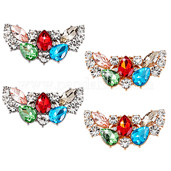 4 шт. 2-цветный сплав крыла со стеклянными стразами и железными пряжками для обуви&nbsp;FIND-PH0027-96A