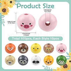 100 шт. 10 стиля с изображением животных&nbsp;WOOD-YW0001-87