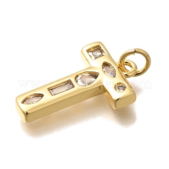 Латунные микропаве прозрачные подвески с фианитом&nbsp;KK-G521-01G-T