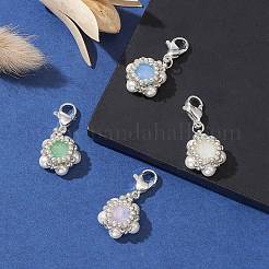 K9 стеклянный кулон со стразами и жемчугом в виде ракушек&nbsp;HJEW-MZ00027