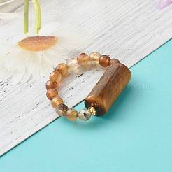 Кольцо на палец из смешанных каменных бусин для девочек и женщин&nbsp;RJEW-JR00383