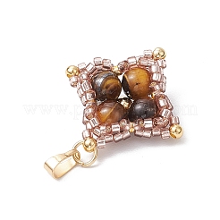 Подвески в форме звезд из натурального тигрового глаза и стеклянных бусин&nbsp;PALLOY-MZ00692-02