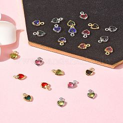 24 шт. 12-цветная подвеска в форме сердца с покрытием из латуни и стекла&nbsp;KK-FS0001-39