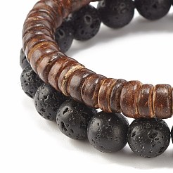 2 шт. 2 стильных браслета из натурального кокоса и драгоценных камней&nbsp;BJEW-JB07938