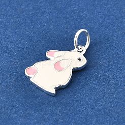 925 подвеска в виде кролика из розового и белого эмалевого серебра STER-G046-03S