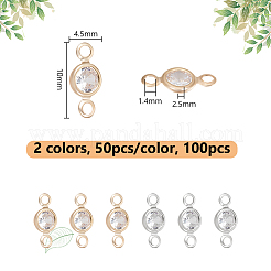 100 шт. 2-цветные латунные подвески-коннекторы с прозрачным кубическим цирконием&nbsp;FIND-UN0003-29