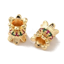 Покрытие стойки латунное паве зеленые и фиолетовые бусины из кубического циркония&nbsp;KK-M285-18G