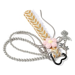 Подвеска в виде ангела-цветка из полиэфирного кружева&nbsp;HJEW-JM04335-03