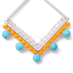 Подвески из натурального магнезита и стеклянных бусин в проволочной оплетке&nbsp;PALLOY-MZ00199