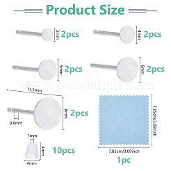 925 плоская круглая фурнитура для сережек-гвоздиков из стерлингового серебра&nbsp;STER-DC0001-92