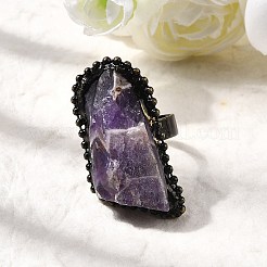 Кольца-манжеты с натуральным аметистом неправильной формы&nbsp;G-A278-03AB-01
